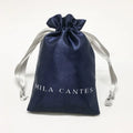 Luxurious Soft Satin Dark Blue Jewelry Pouch Bag With Band for Women Earrings  Bracelets Necklaces Jewelry Gift Packing