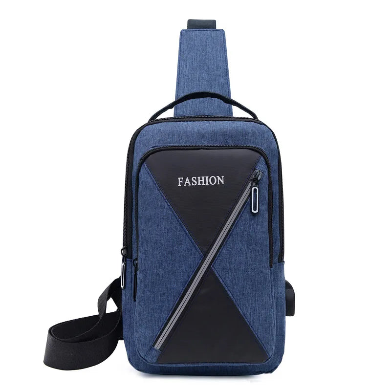 Wholesale Smart USB Charging Port Casual Men's Messenger Bag Man Side Sling Crossbody Chest Bags