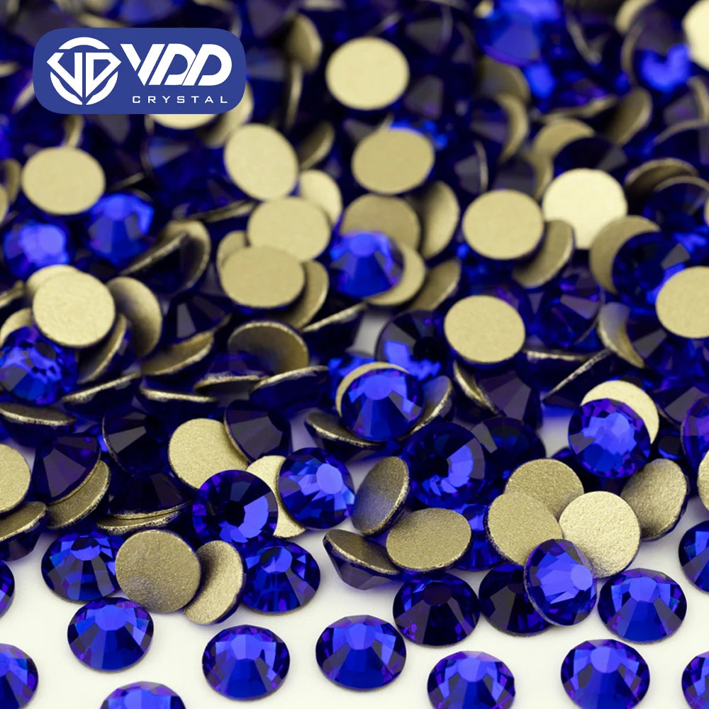 VDD 030 Sapphire High Quality Glass Rhinestones Crystal Glod Back Flatback Strass Stones Nail Art DIY Crafts Decorations