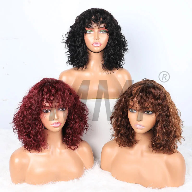Hot-Selling Short Machine Made Wig SDD Hair High Density Human Hair Water Wave for Black Women Brazilian  Human Hair