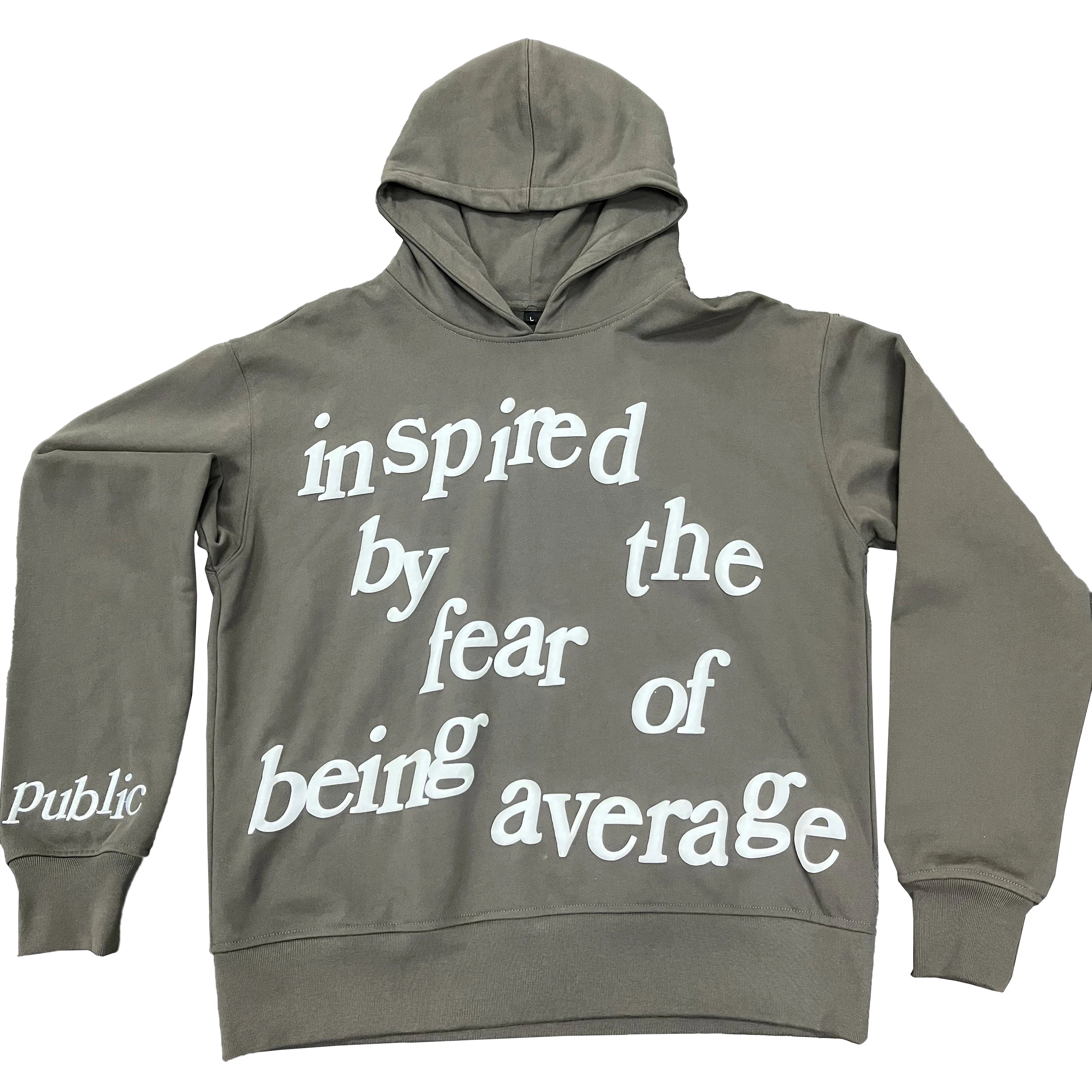 Unisex 100% Cotton Custom Puff Print Pullover Jumper Heavyweight Thick Cropped Hoodies Streetwear Jogging Oversized