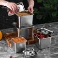Wholesale Restaurant Hotel Kitchen Food Spice Storage Container Stainless Steel Square Food Spice Jar Set With Lid