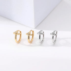 Cubic Zirconia Jewelry Trendy Huggie 925 Sterling Silver Cross Hoop Earrings Women