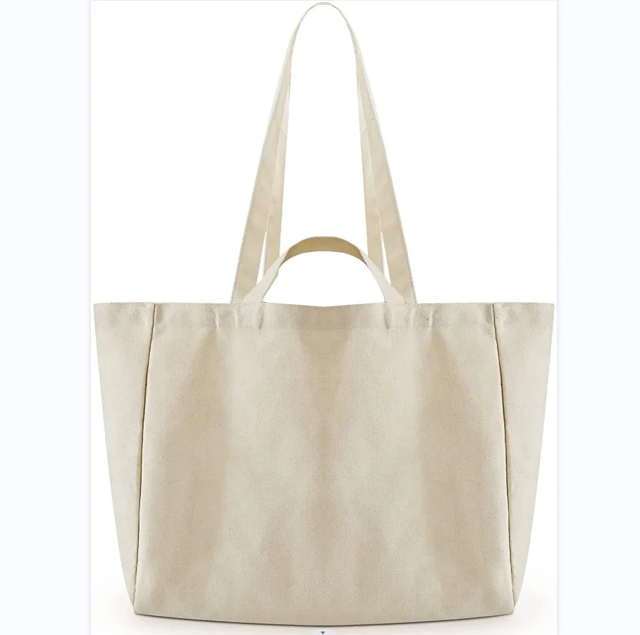 Custom Reusable Canvas Tote Bag Grocery Shopping and DIY Advertising Blank Beach Bags for Weddings Birthdays Holidays