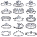 Wedding Ring Set Ring S925 Silver Zircon European and American Row Diamond Ring