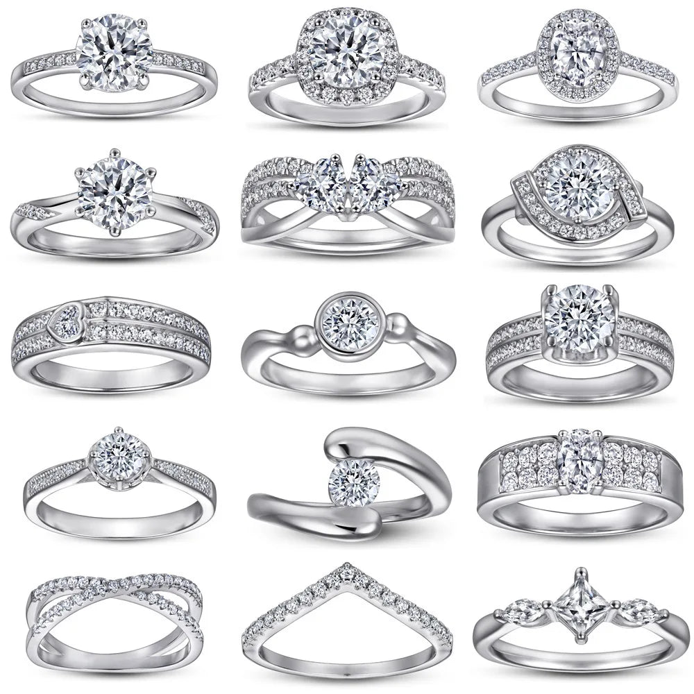 Wedding Ring Set Ring S925 Silver Zircon European and American Row Diamond Ring