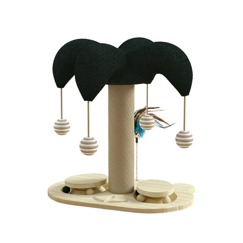 Cat Scratcher Toy Wood Turntable Scratching Board Indoor Durable Kitten Toys Sisal Cat Scratching Post With Cat Teaser