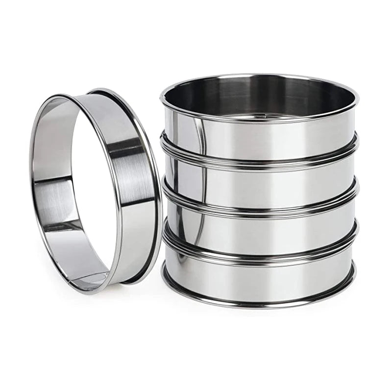 Customized Size Double Rolled Stainless Steel Tart Rings Molds for Crumpet Muffin Tart Baking-Eco-Friendly 1.0mm Thickness