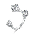 Dylam New Arrival Minimalist Design Rhodium Plated 925 Sterling Silver Adjustable 5A Zirconia Women Wedding Promise Rings
