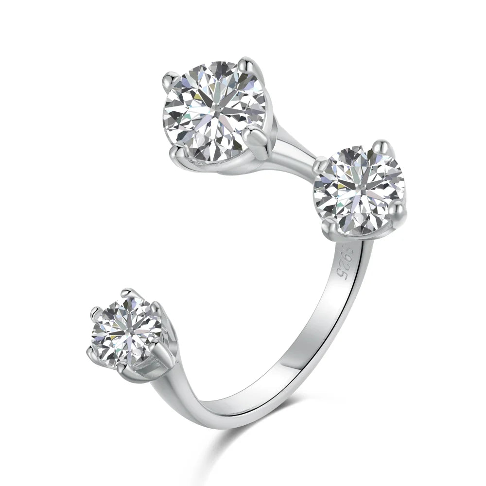 Dylam New Arrival Minimalist Design Rhodium Plated 925 Sterling Silver Adjustable 5A Zirconia Women Wedding Promise Rings