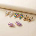 Exaggerated Inlay Diamond Glass Stud Earrings Multilayer Crystal Geometric Luxury Earrings Women Jewelry