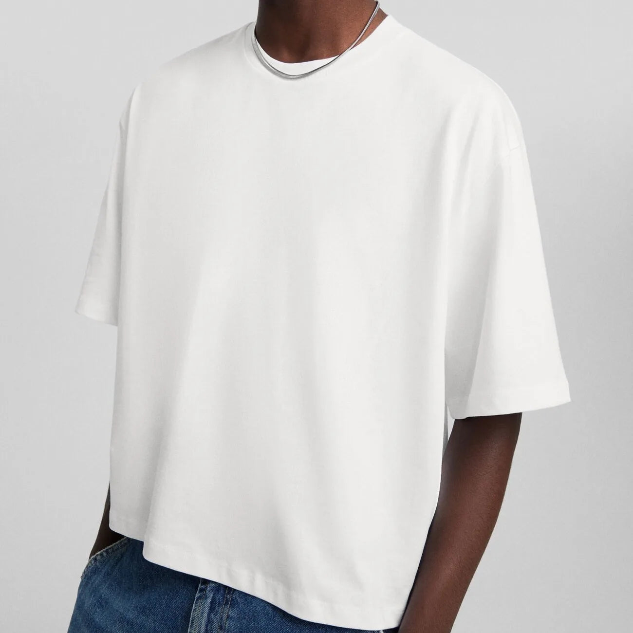 Custom Logo Boxy Fit T-Shirt for Men Heavyweight Cotton Oversize Blank Cropped Top Streetwear Print Design Jersey Drop Shoulder