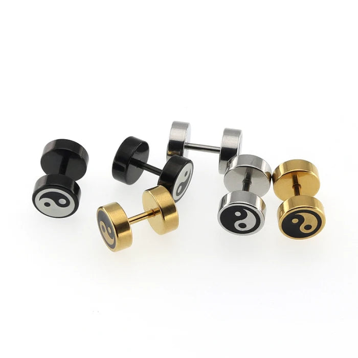 Shuisheng Jewelry 1 Pair Wholesale Ear Jewelry Tai Chi Symbol Stainless Steel Eight Diagrams Men Ying Yang Earrings