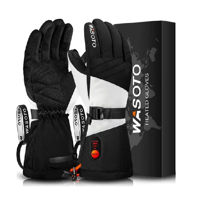 Direct Manufacturer Wasoto WG003 7.4V Black White Ski Heated Gloves Five-Finger Waterproof Breathable Made Polyester for Winter