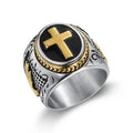 2023 Factory Hip Hop Ring Jewelry Accessories Stainless Steel Rings Light Luxury Gold Plated Cross Ring for Women