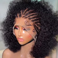 Indian Short Bob Wig Afro Bouncy Curly Triangle Knotless Box Braided Wigs for Women Half Braided 13X4 Lace Front Human Hair Wigs MegaBDM