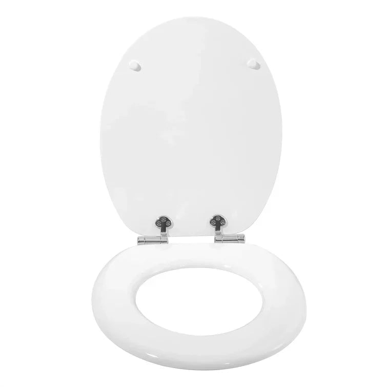 Cheap White MDF Soft Close Toilet Seat with Zinc Alloy Hinges 1 Year Warranty for Bathroom Use