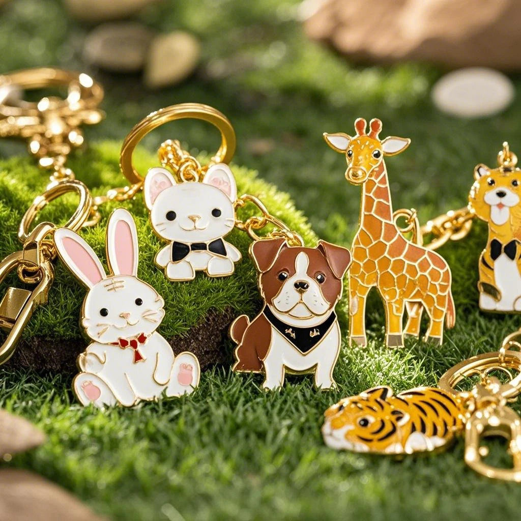 Hongdebo Factory Design Logo Custom Metal Animal Shape Keyring Promotional Custom logo Hard Enamel Metal Keychains