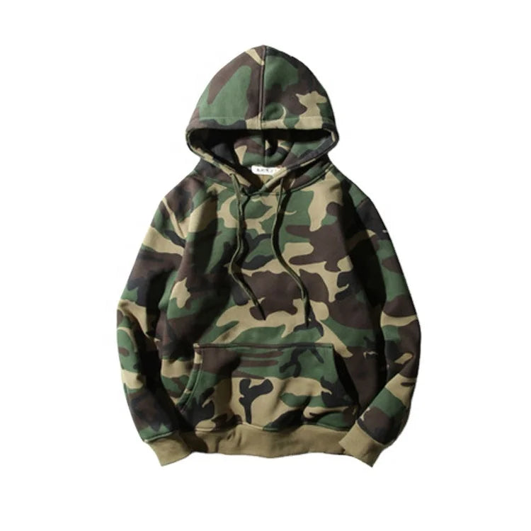 Wholesale Streetwear Pullover Fleece Camouflage Hoodies Men