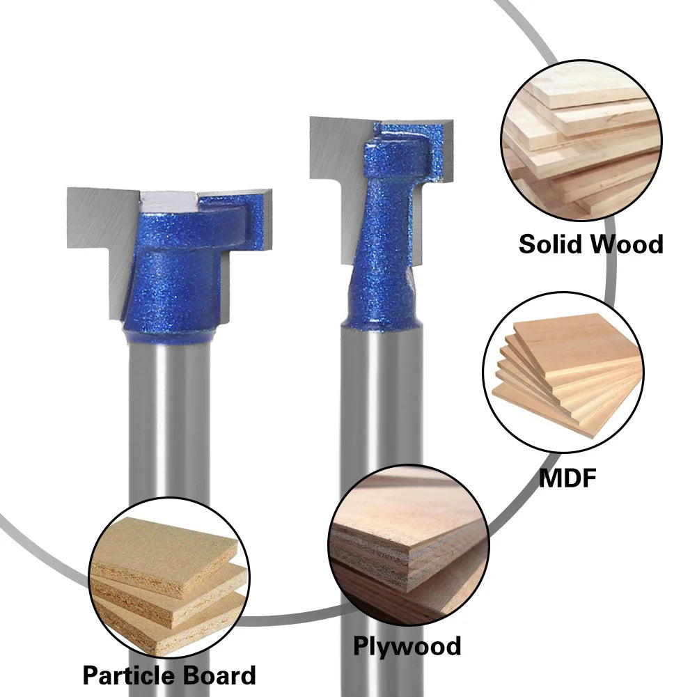 L-N243 6mm 1/4inch Shank T-Slot Cutter Router Bit Set Key Hole Bits Hex Bolt T Slotting Milling Cutter for Wood Woodworking Tool