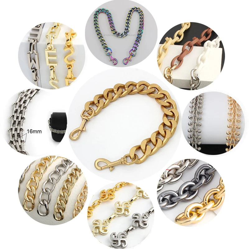 Custom Rainbow Color Fashion Shoulder Metal Alloy Plastic Chunky Bag Aluminum Chain Strap Purse Light Weight Chain for Handbag