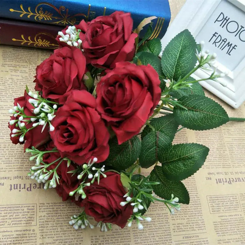 L06626 Cheap Price Silk Rose Artificial Flowers Bouquet Decorative Flowers for Home Wedding Decoration