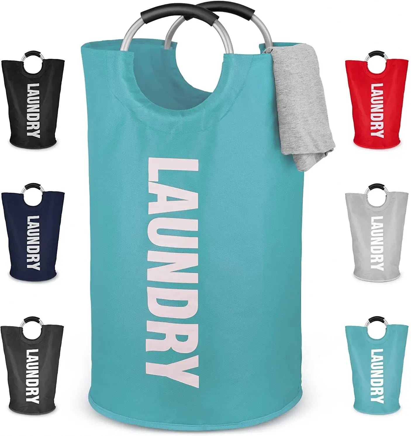 Durable Oxford Laundry Hamper Waterproof 82L Fabric Folding Laundry Basket Collapsible Clothes Hamper With Padded Handle