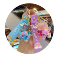 Creative New Liquid Oil Chubby Bear Quicksand Keychain Cute Floating Colorful Balloons Keyring Girl Bag Pendant