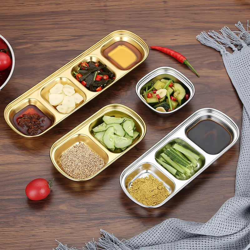 304 Stainless Steel Seasoning Plate Western Steak Salad Ketchup Plate Metal Pickle Pickle Tray