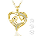 High Quality Golden Jewelry Supplier 925 Sterling Silver Mother and Child Heart Shaped Pendant Necklace for Mom Birthday Gift