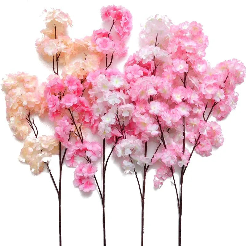 AF15902 Sakura Pure White Artificial Cherry Blossom Single Silk Flower Wedding Decor for Hotel for Wedding