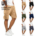 2025 Summer Men's Cargo Shorts - Cotton Solid Color Beach Shorts Straight Leg Casual Short Pants with Pockets Outdoor Streetwear