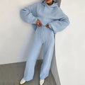 Enyami Wholesale Casual Knitted 2 Pcs Womens Hoodies and Sweat Pants Mastching Set Loose Sweatsuit Ladies Workout Set