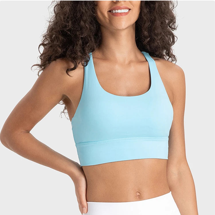 Workout Fitness Gym Wear Trainer High Elastic Soft Sports Bra Sexy Hollow Back Shockproof Sports Underwear Yoga Sports Bra Women