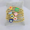 BP1038 Funny 18k Gold Accents Beaded Multi Colored Vinyl Clay Polymer Sealife Beach Theme Animal Stacking Bracelets
