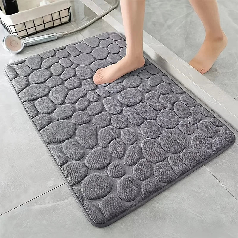 Soft and Comfortable Memory Foam Bath Rug With Cobblestone Embossment Pads Shower Decor Bathroom Mat Household Bathroom Sets