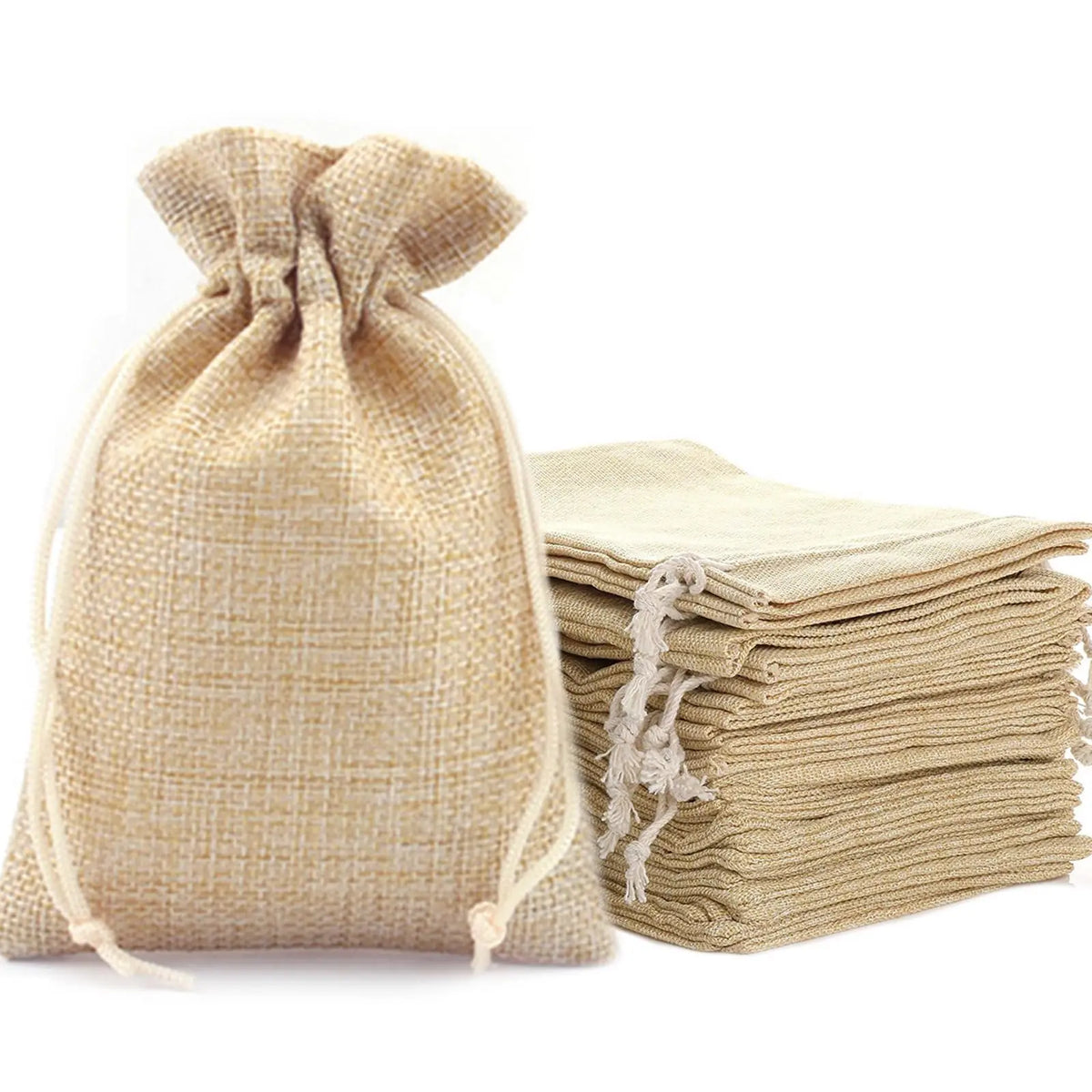 Fashionable Linen Drawstring Bag for Christmas Wedding Parties DIY Gifts Reusable Vintage Boho Burlap Lady Dress Candy