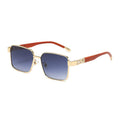 2024 Luxury Design Women Metal Frame Sunglasses Personality Diamond Wood Grain square Punk Sunglasses for Men