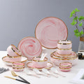 Nordic Marble Gold Edge Ceramic Dinner Plates Pink Bowl&plate Sets Dish Luxury Golden Rim Porcelain Tableware Dinnerware