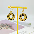 Ilona14K Gold Plated Copper Leopard Print Furry Flower Donut Hoop Earrings Y2K Animal Print Drop Earrings Jewelry for Women