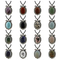High Quality Fashion Oval Stone Double Bird Pendant Necklaces Silver Antique Necklace for Women