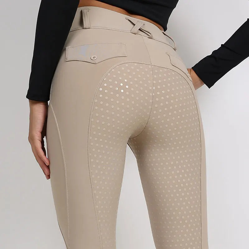 Riding Clothes Khaki Women Equestrian Breeches High Spandex Equestrian Riding Jodhpurs Wear Apparel