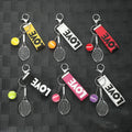 Wholesale Popular Sporty Fashion Trend Mini Tennis Racket & Ball Keychain with UV Printing PVC Material MegaBDM