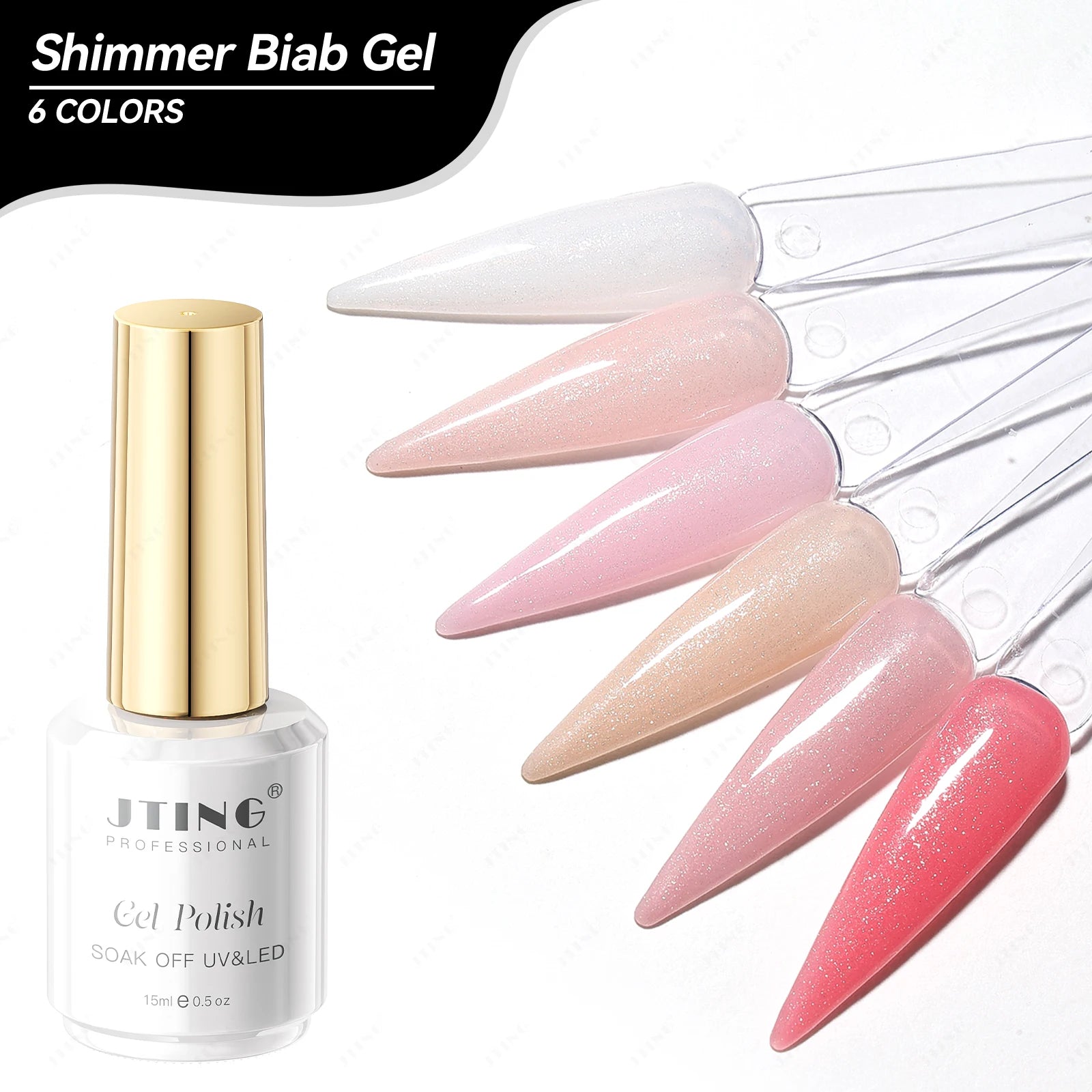 JTING 6colors Shimmer Biab Gel Builder in a Bottle Professional Biab Nail Gel Builder for Nail Extension Gel Nail Supplier