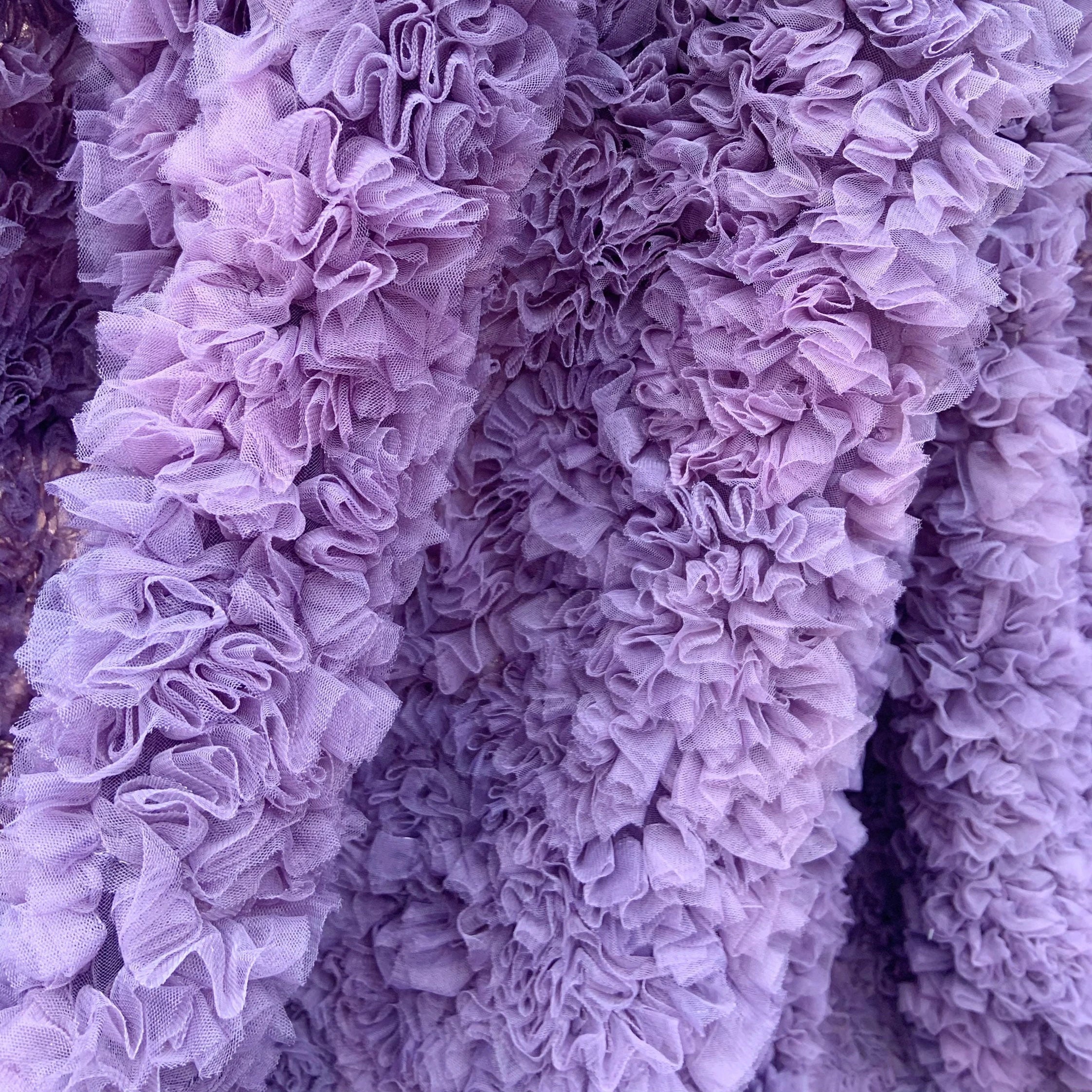 Tie Dye Style Purple Puffy Ruffle Fabric Tulle Net Ruffle Cake Dress Lace Fabric