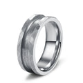 Poya Mens 8mm Single Channel Inlay Hammered Tungsten Ring Blank