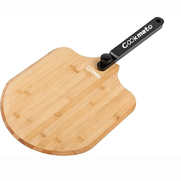 Natural Bamboo Pizza Peel Premium (Extra Large) 12/14 Inch Cutting Board Baking Tray Cheese Serving with Wooden Handle