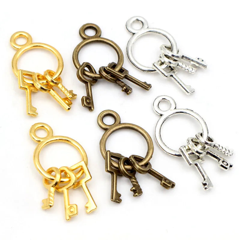 10pcs 24X13mm Antique Silver Plated Bronze Key Chain Handmade Charms Pendant DIY Jewelry Findings for Bracelet Necklace