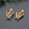 Unique Design Nickel Free Color Remain 18K Gold Plated Red Purple CZ Pave Leaf Box Clasps for Bracelet Connectors Making