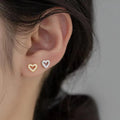 S925 Silver and Brass Zircon Heart Shape Stud Earrings for Women